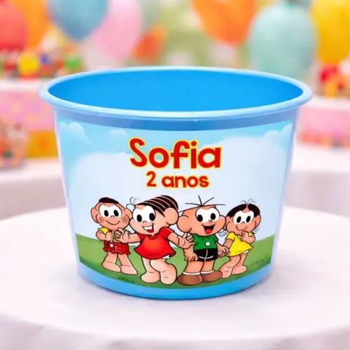 20 Balde de Pipoca Personalizado 1,5l - Turma da Mônica