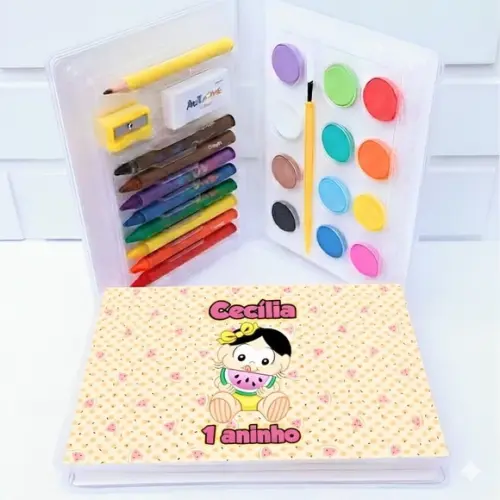 20 Kit Colorir Magali Baby - Estojo Personalizado Magali