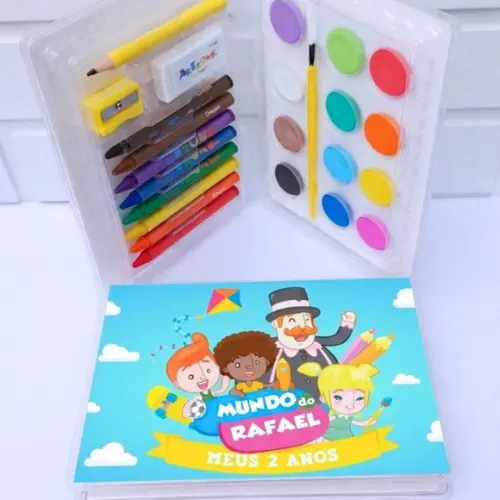 20 Kit Colorir Mundo Bita - Estojo Personalizado Mundo Bita