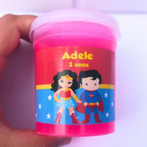 20 Slime Personalizada Mulher Maravilha e Superman