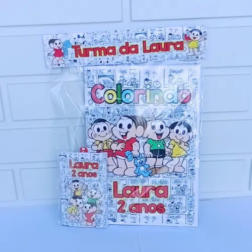 25 Kit Colorir Turma da Mônica (livrinho + Giz de Cera)