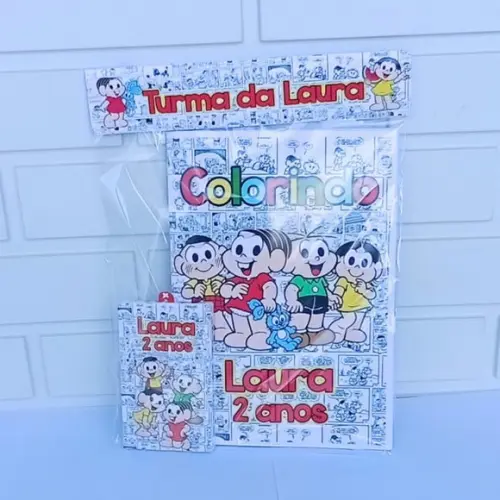 40 Kit Colorir Turma da Mônica (livrinho + Giz de Cera)