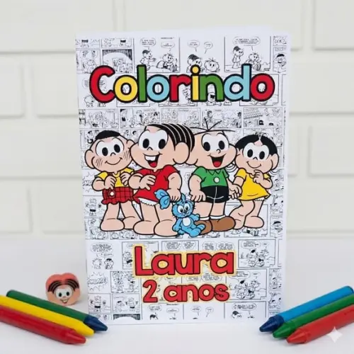 50 Kit Colorir Turma da Mônica (livrinho + Giz de Cera)