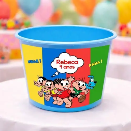 90 Balde de Pipoca Personalizado 1,5l - Turma da Mônica