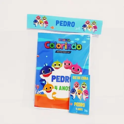 Kit Revistinha de Colorir com Giz - Baby Shark