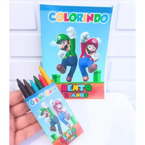 Kit Revistinha de Colorir com Giz - Super Mario