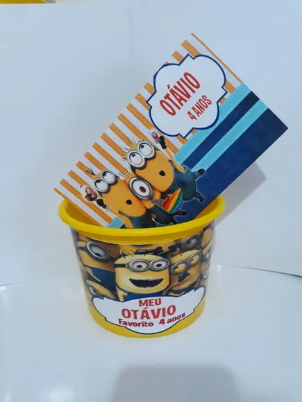 Lembrancinha Balde de Pipoca do Minions