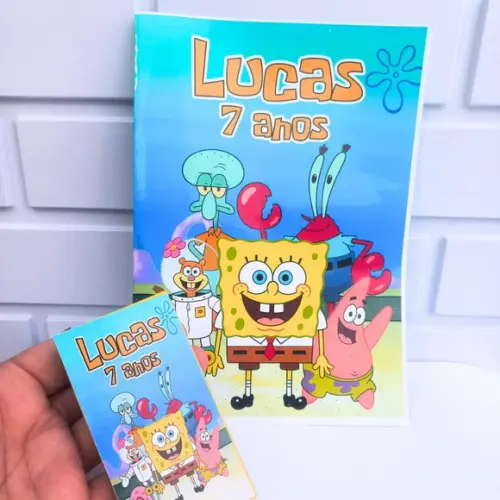 Livrinho para Colorir Bob Esponja + Giz de Cera