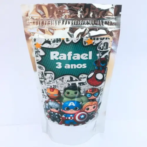 Saquinho Metalizado Personalizado Heróis Baby