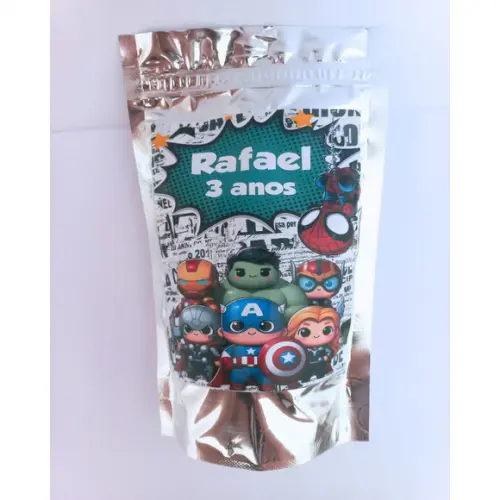 Saquinho Metalizado Personalizado Heróis Baby