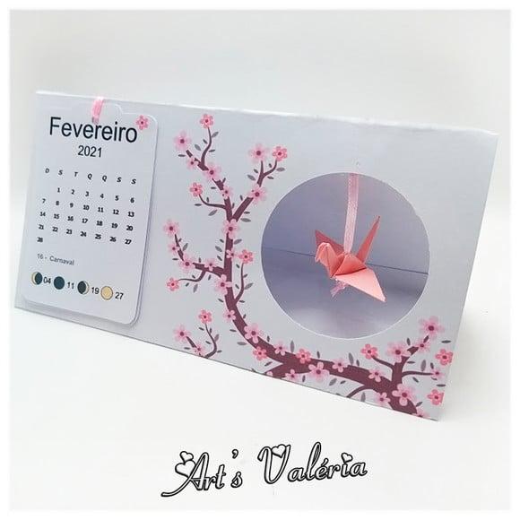 Calendário de Mesa Sakura com Tsuru