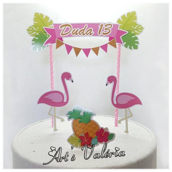 Topo de Bolo Flamingo