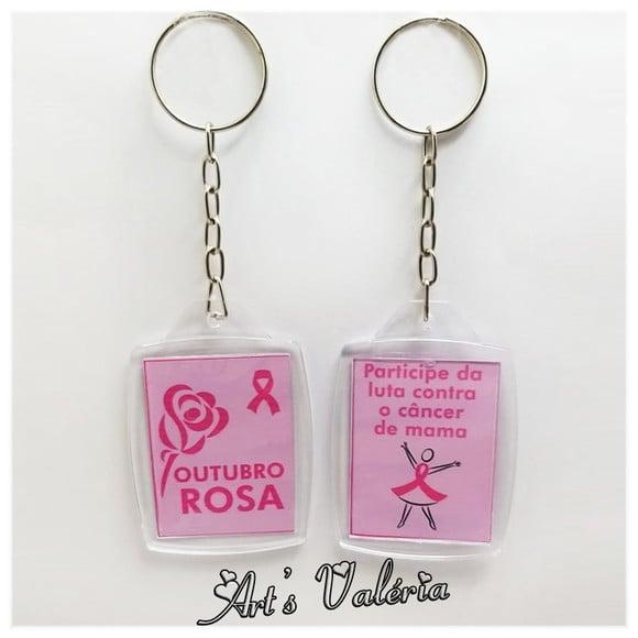 Chaveiro de Acrílico Outubro Rosa