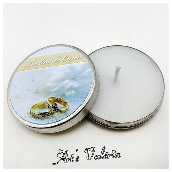 Lembrança de Bodas de Ouro Vela Perfumada na Latinha