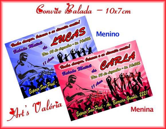 Convite Balada c/ Envelope - 10x7cm