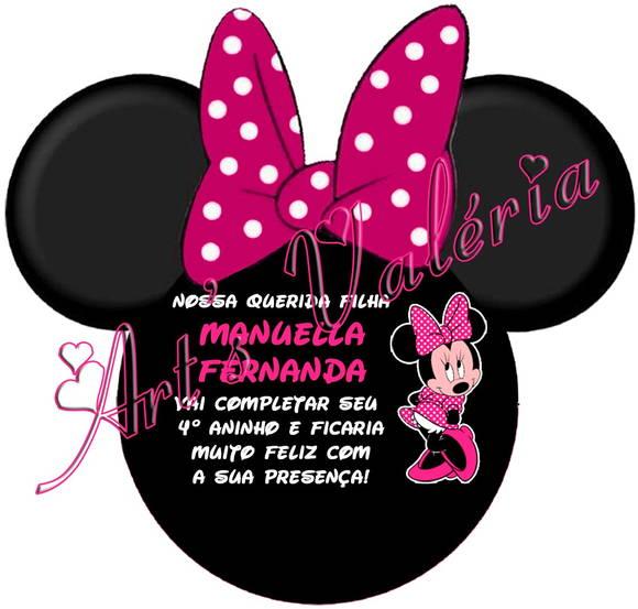 Convite Minie c/ Envelope Flor - 10x10cm