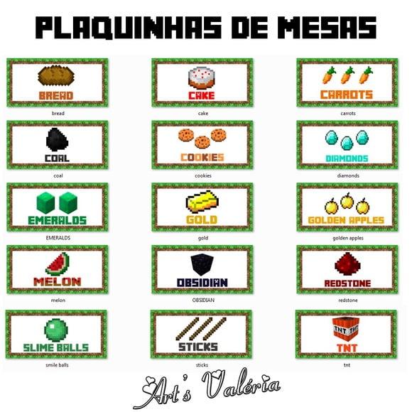 Plaquinhas de Mesa Minecraft - 10x5cm