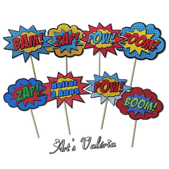 Toppers para Doces Onomatopeias dos Super Herois