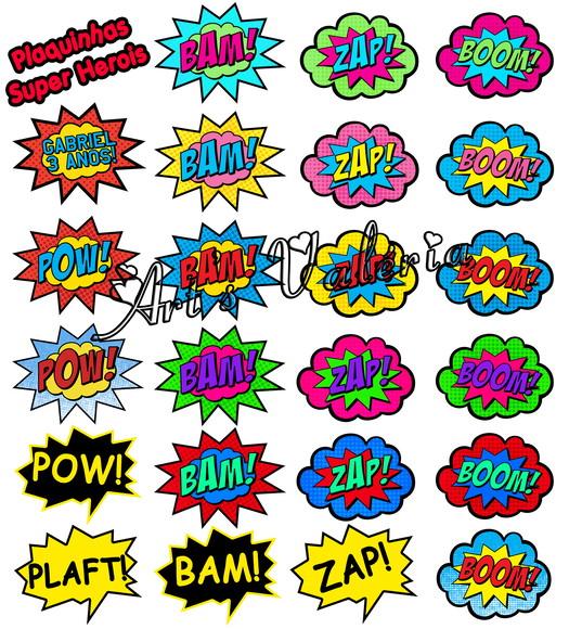 Toppers para Doces Onomatopeias dos Super Herois