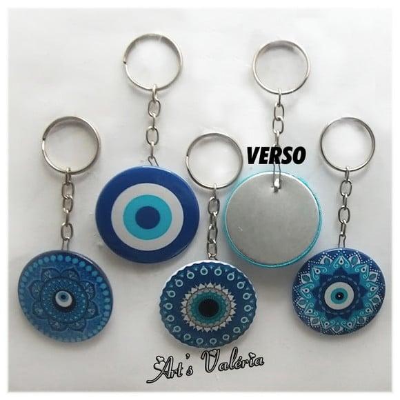Chaveiro Bóton Olho Grego ou Mandala - Valor Unitário