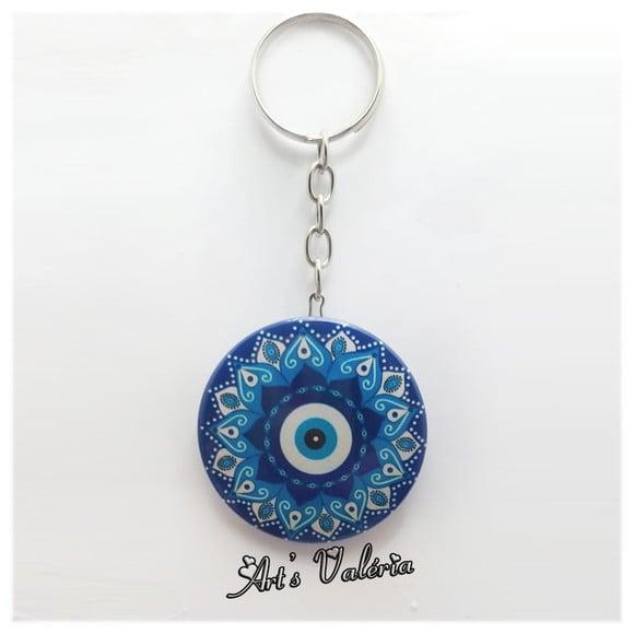 Chaveiro Bóton Olho Grego ou Mandala - Valor Unitário