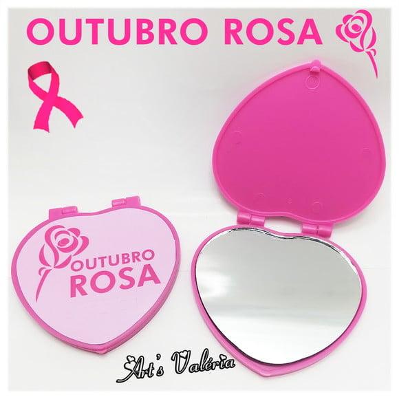 Espelho Coração Rosa Outubro - Pink