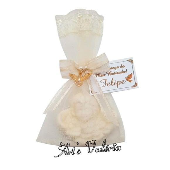 Sachet Organza com Sabonete Anjo e Pingente