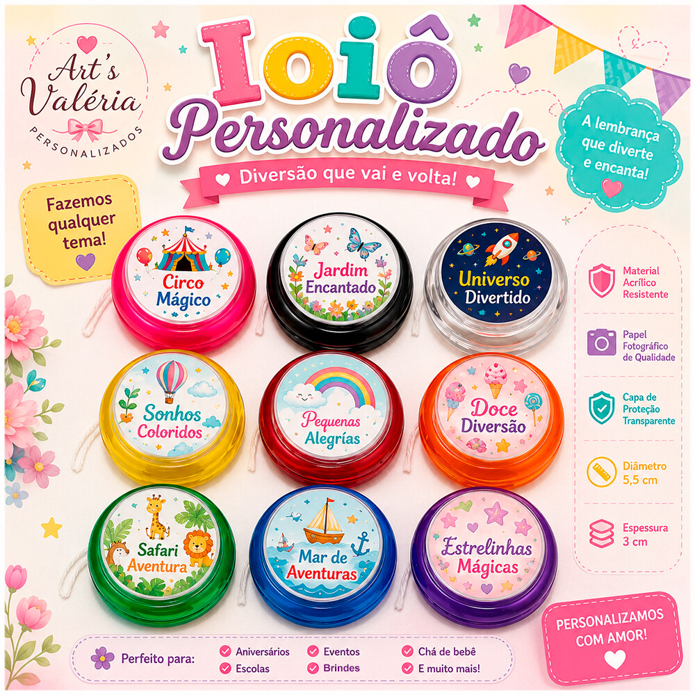 Ioiô Personalizado Lembrancinha de Aniversário - Qualquer Tema 
