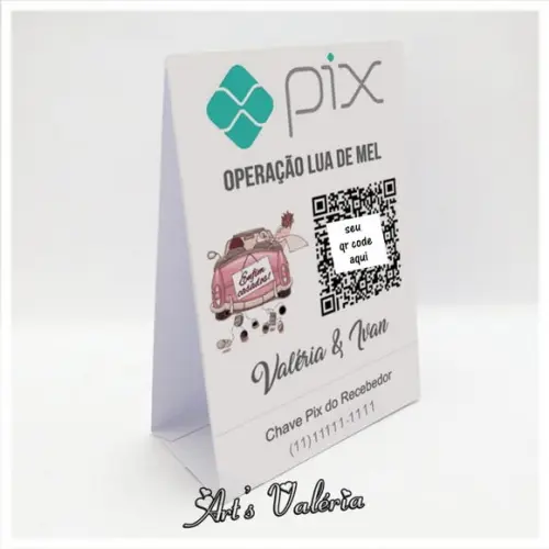 Banner de Mesa Pix QR Code Operação Lua de Mel