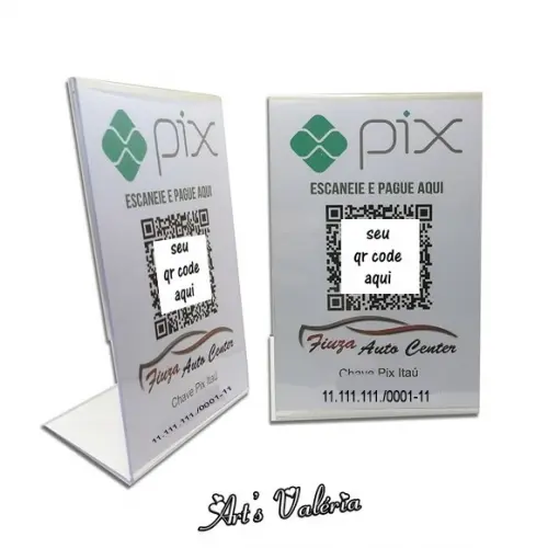 Banner de Mesa de Acrílico Pix Qr Code Personalizado