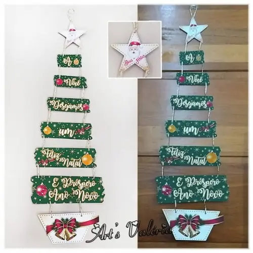 Árvore de Natal - Enfeite de Papel para Parede ou Porta