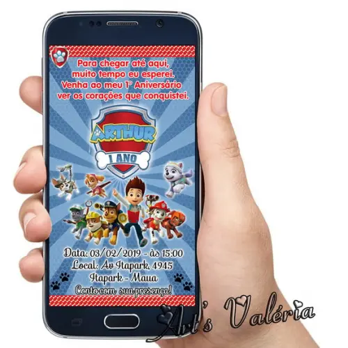 Convite Digital Patrulha Canina para WhatsApp