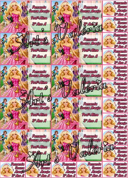 Etiquetas Escolar Personalizadas Barbie