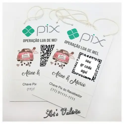 Plaquinhas Pix Qr Code Operação Lua de Mel - Par