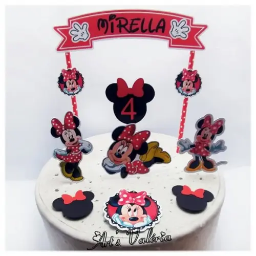 Topo de Bolo Minnie Vermelha