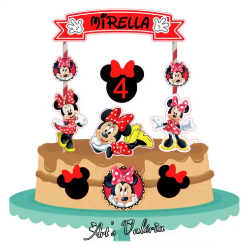 Topo de Bolo Minnie Vermelha