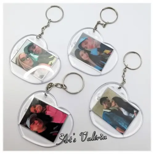 Chaveiro Coração de Acrílico Personalizado - 4cm x 3cm