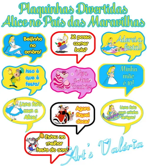 Placa com Frases p/ fotos - Personagens