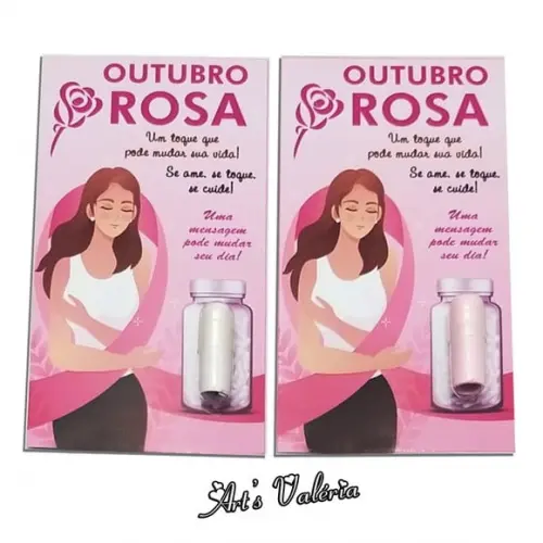 Cartão Cápsula com Mensagens Outubro Rosa