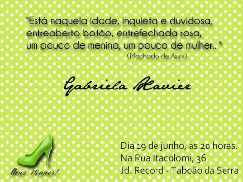 Convite 15 anos -  10x15cm c/ Envelope