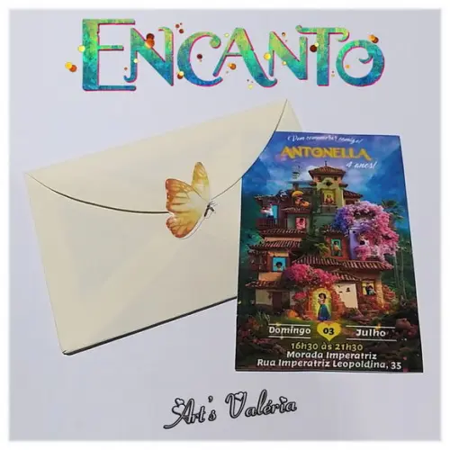Convite Encanto - 9,5cm X 6,5cm