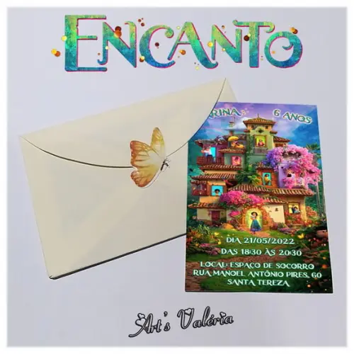 Convite Encanto - 9,5cm X 6,5cm