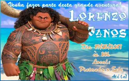 Convite Moana - Uma aventura no Mar