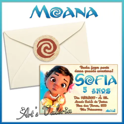 Convite Moana Baby - 9,5cm x 6cm