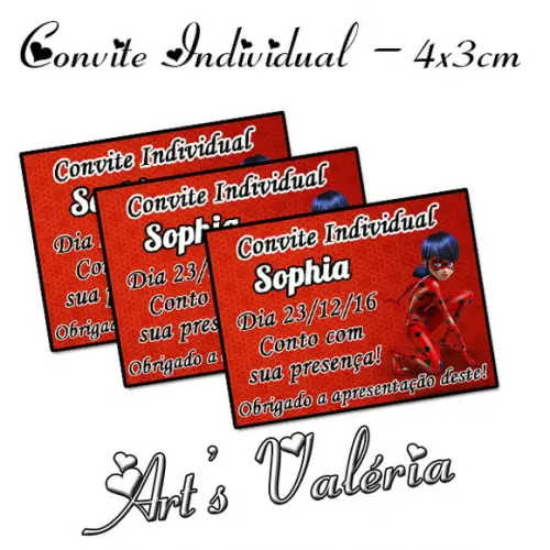 Convite Individual - 4x3cm