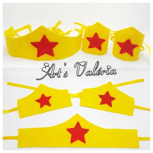 Kit Braceletes e Tiara da Mulher Maravilha