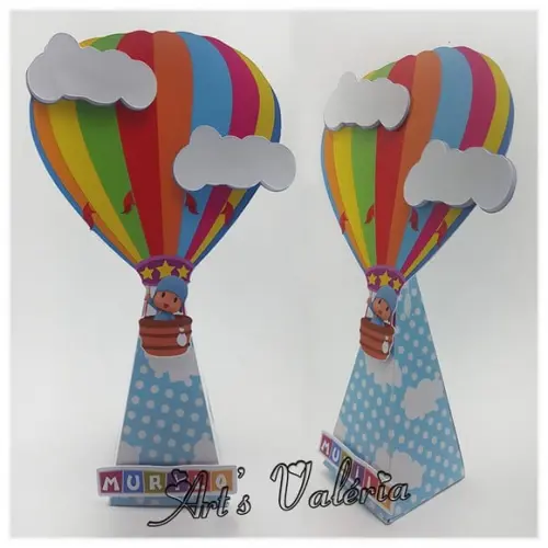 Caixa Pirâmide Balão Pocoyo - Centro de Mesa