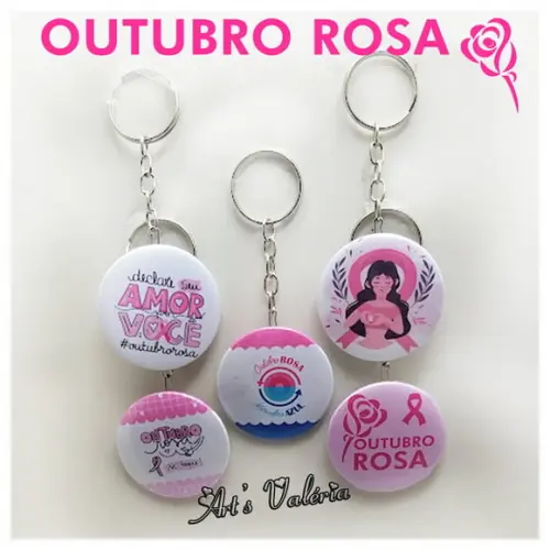 Chaveiro Bóton Outubro Rosa - Valor Unitário