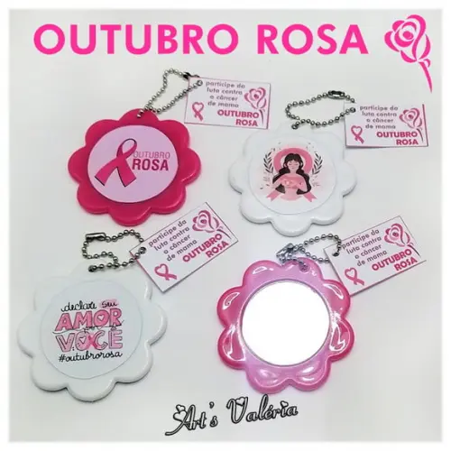 Espelho Flor Outubro Rosa - Valor Unitário