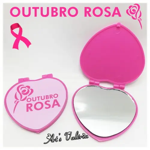 Espelho Coração Rosa Outubro - Pink